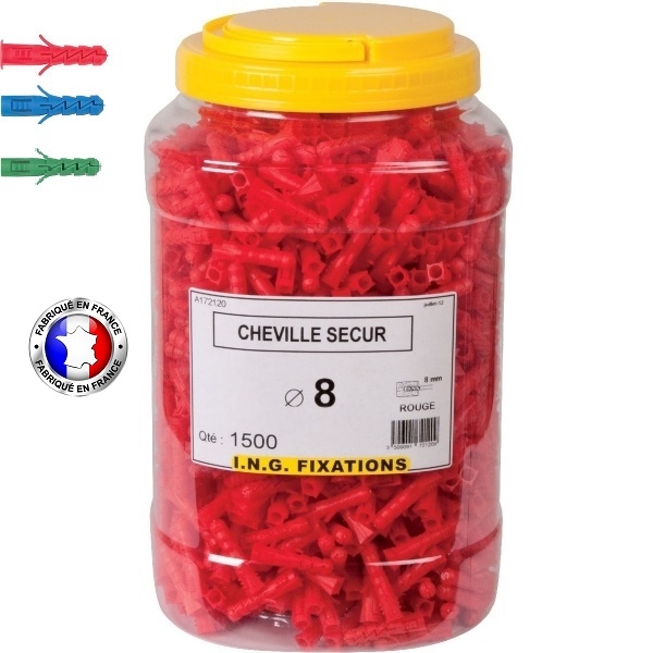 CHEVILLES P.P.L. M8 (ROUGES) EN SEAU DE 1500PCES