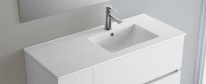 Vasque IBERIA gauche en porcelaine blanche Prodondeur 450mm