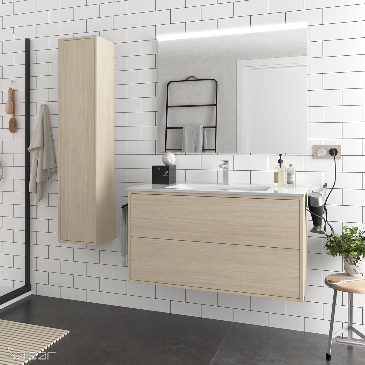 OPTIMUS VASQUE avec miroir et applique LED