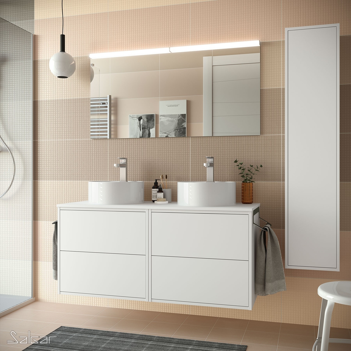 OPTIMUS BOL Double avec miroir LED