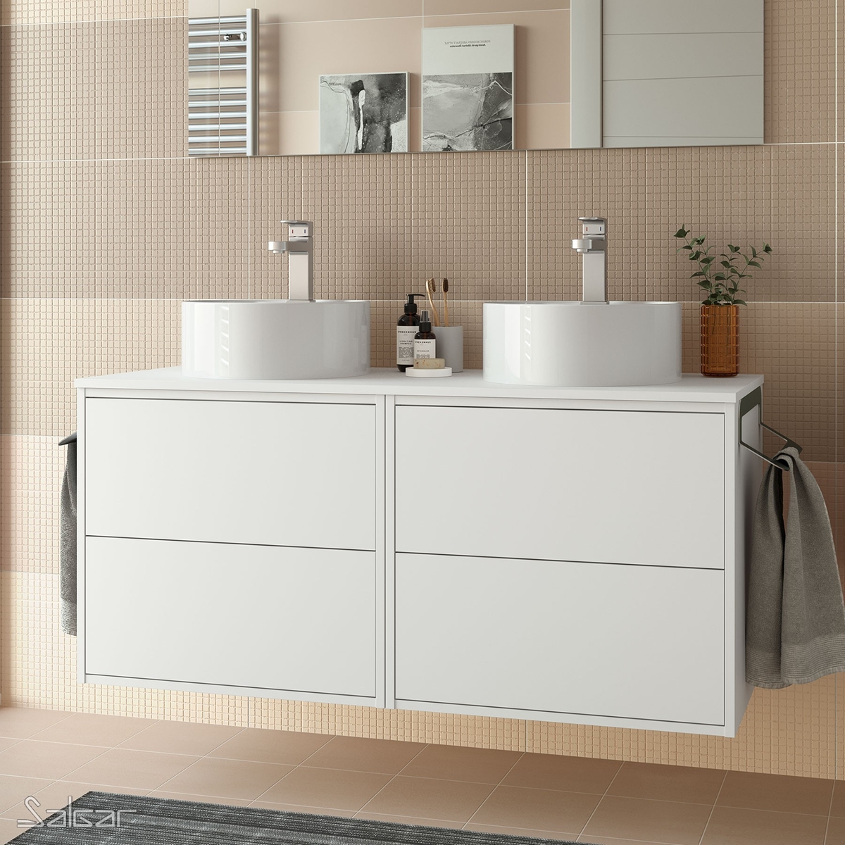 OPTIMUS BOL Double vasque sans miroir