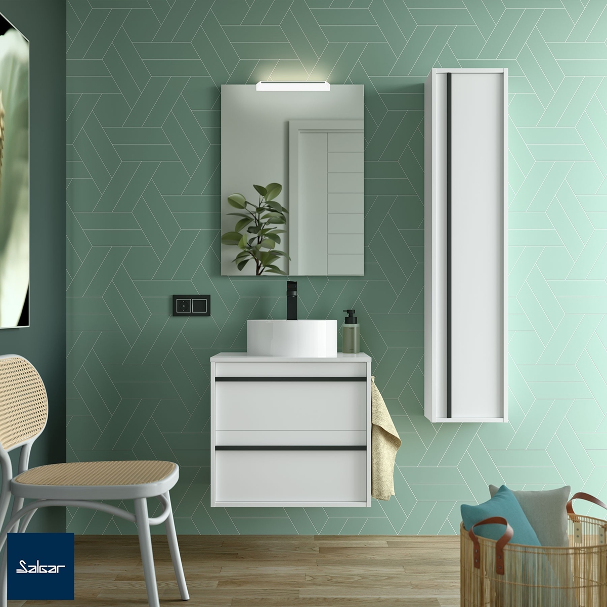 ATTILA BOL Meuble avec miroir et applique LED