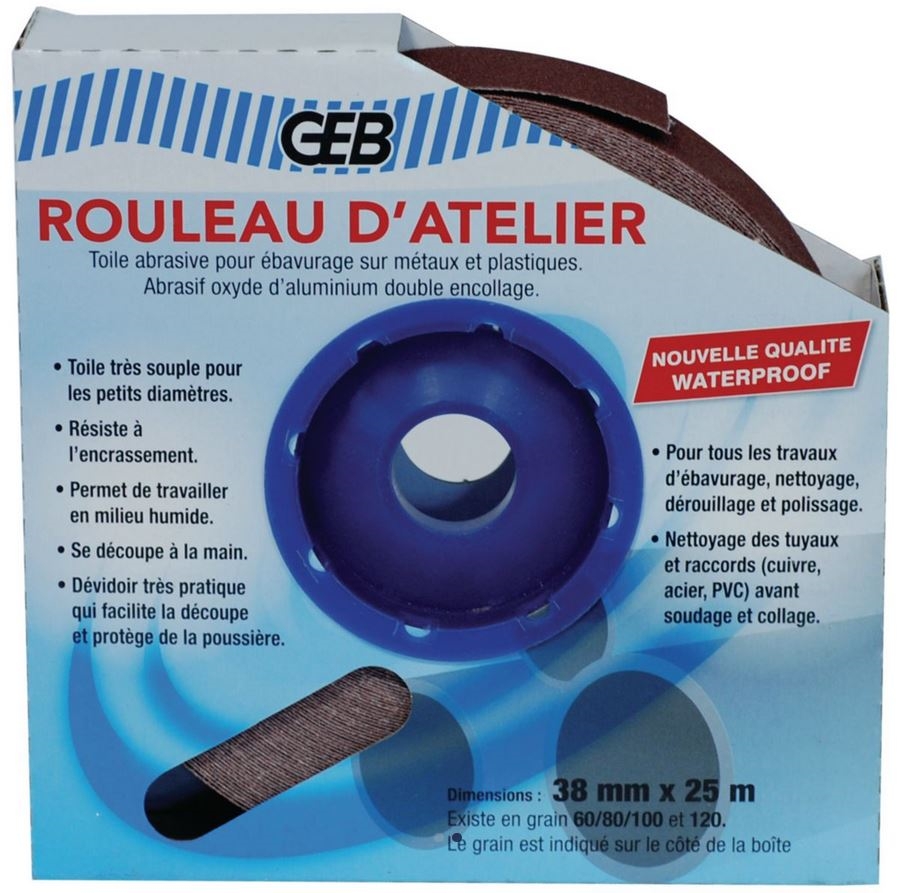 Rouleau d'atelier toile abrasive Grain 80